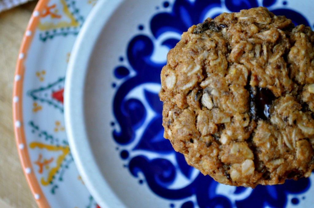 Almond Butter Oatmeal and Dark Chocolate Chip Cookies | Once Upon a Recipe