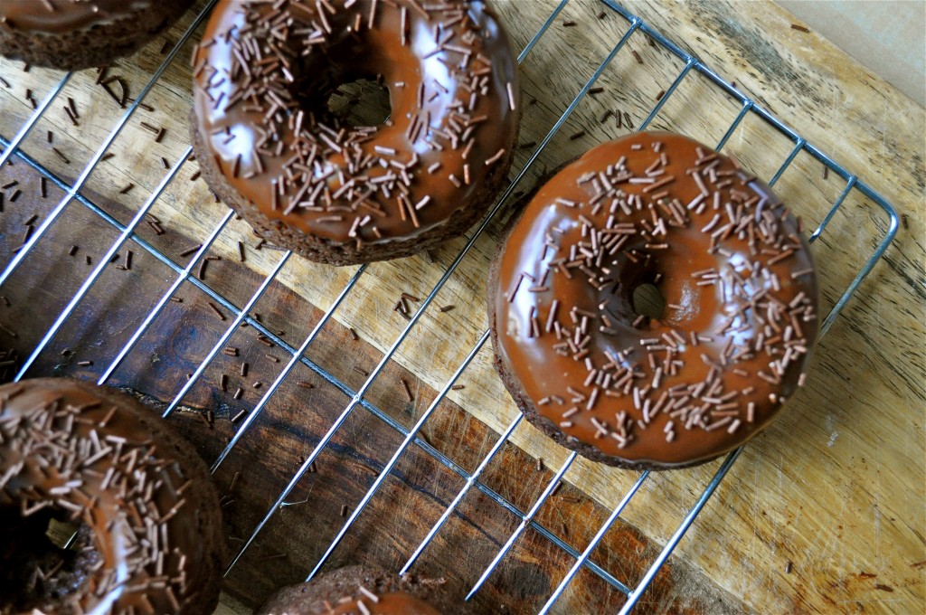 Double Chocolate Baked Doughnuts | Once Upon a Recipe