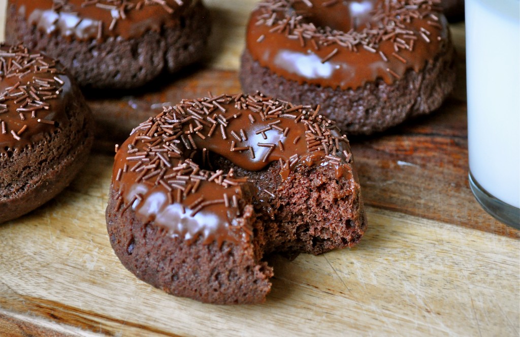 Double Chocolate Baked Doughnuts | Once Upon a Recipe