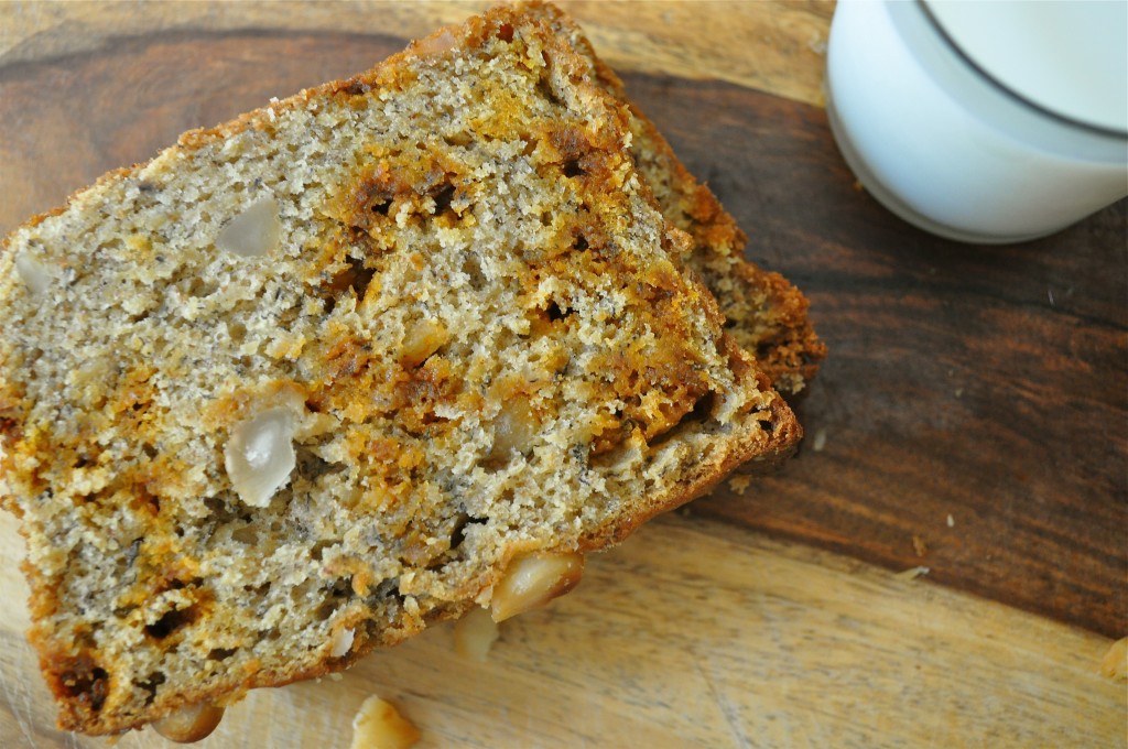 Browned Butter Banana Bread with Macadamia Nuts and Cinnamon Chips | Once Upon a Recipe