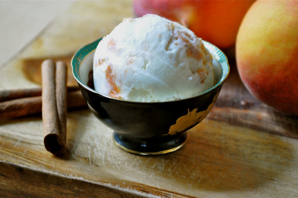 Peach Cinnamon Swirl Ice Cream | Once Upon a Recipe