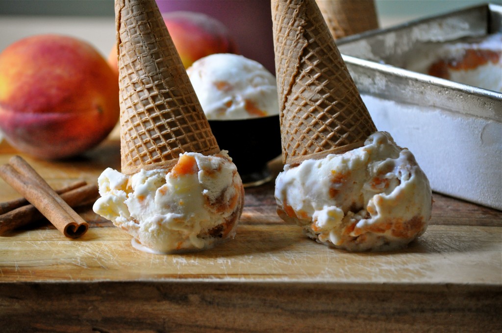 Peach Cinnamon Swirl Ice Cream | Once Upon a Recipe