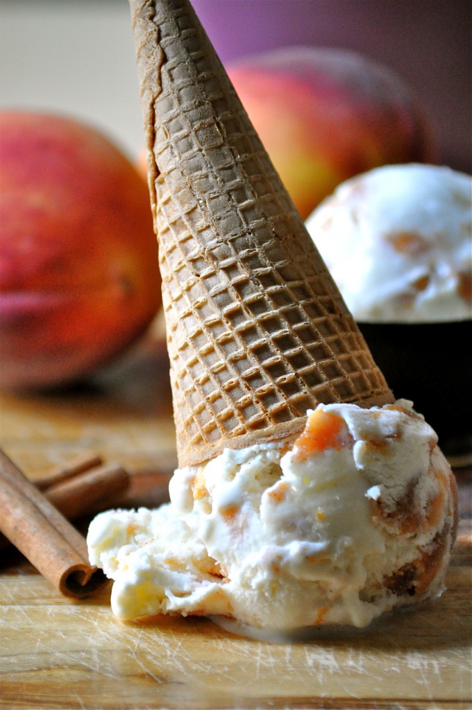 Peach Cinnamon Swirl Ice Cream | Once Upon a Recipe