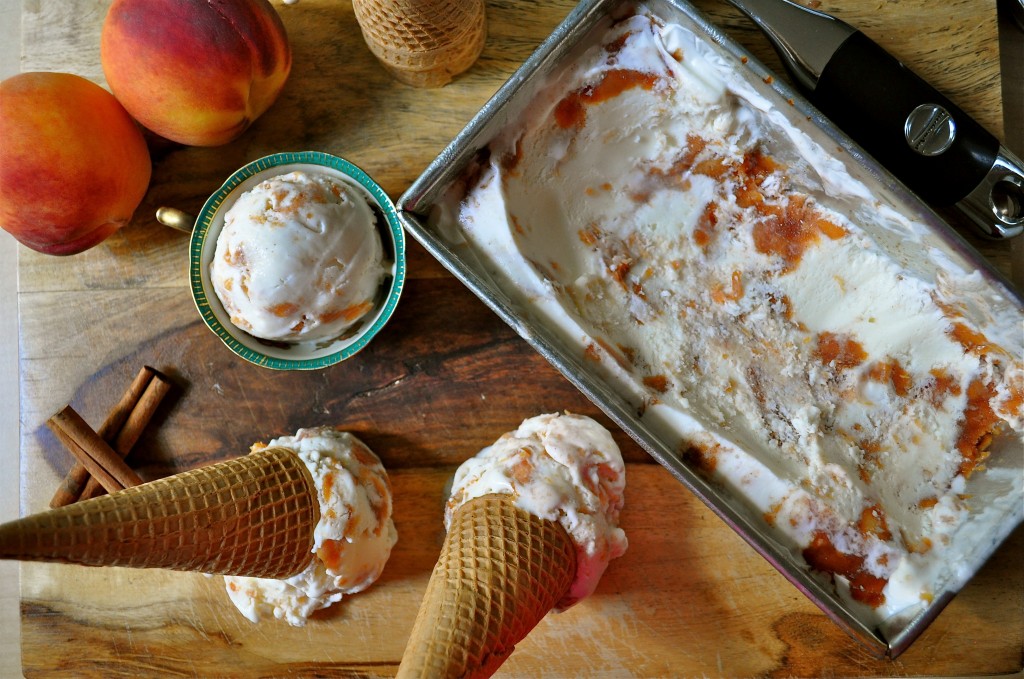 Peach Cinnamon Swirl Ice Cream | Once Upon a Recipe