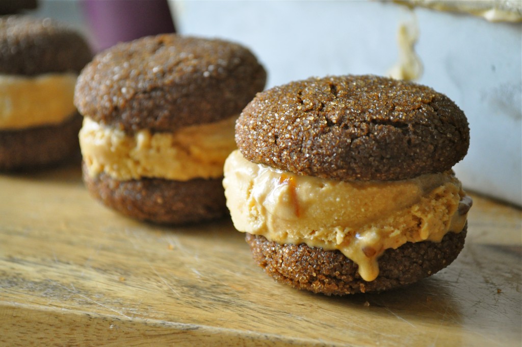 Ginger Cookie and Salted Caramel Ice Cream Sandwiches | Once Upon a Recipe