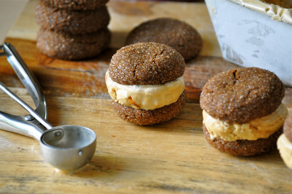 Ginger Cookie and Salted Caramel Ice Cream Sandwiches | Once Upon a Recipe