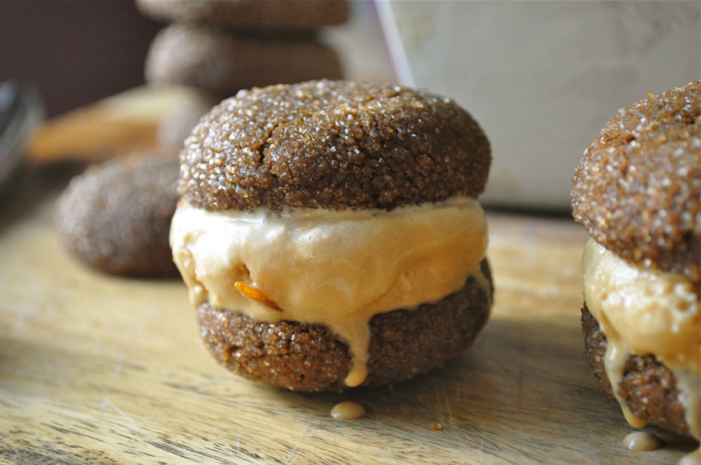 Ginger Cookie and Salted Caramel Ice Cream Sandwiches | Once Upon a Recipe