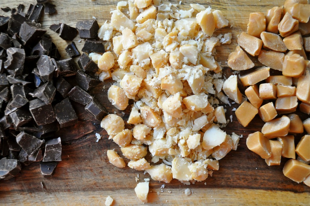 Brown Butter Blondies with Macadamia Nuts, Caramel, and Dark Chocolate | Once Upon a Recipe