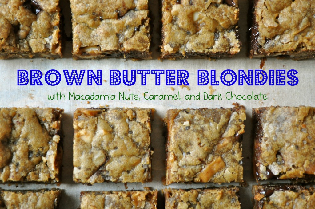 Brown Butter Blondies with Macadamia Nuts, Caramel, and Dark Chocolate | Once Upon a Recipe