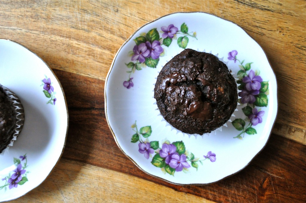 Vegan Double Chocolate Banana Espresso Muffins | Once Upon a Recipe