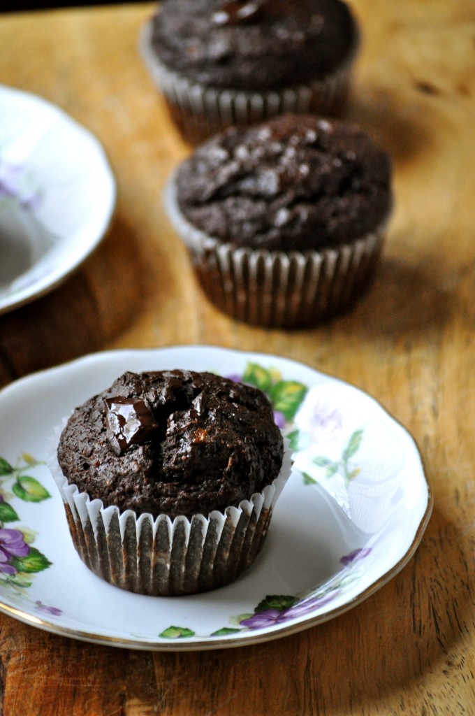 Vegan Double Chocolate Banana Espresso Muffins | Once Upon a Recipe