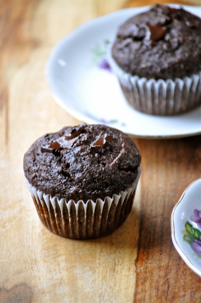 Vegan Double Chocolate Banana Espresso Muffins | Once Upon a Recipe