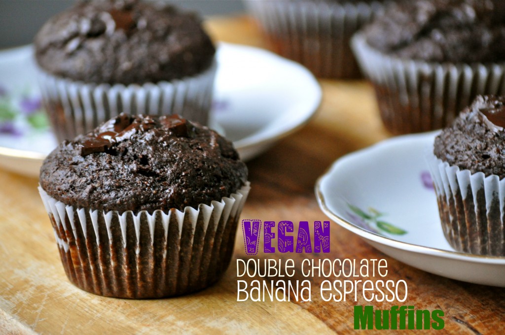 Vegan Double Chocolate Banana Espresso Muffins | Once Upon a Recipe