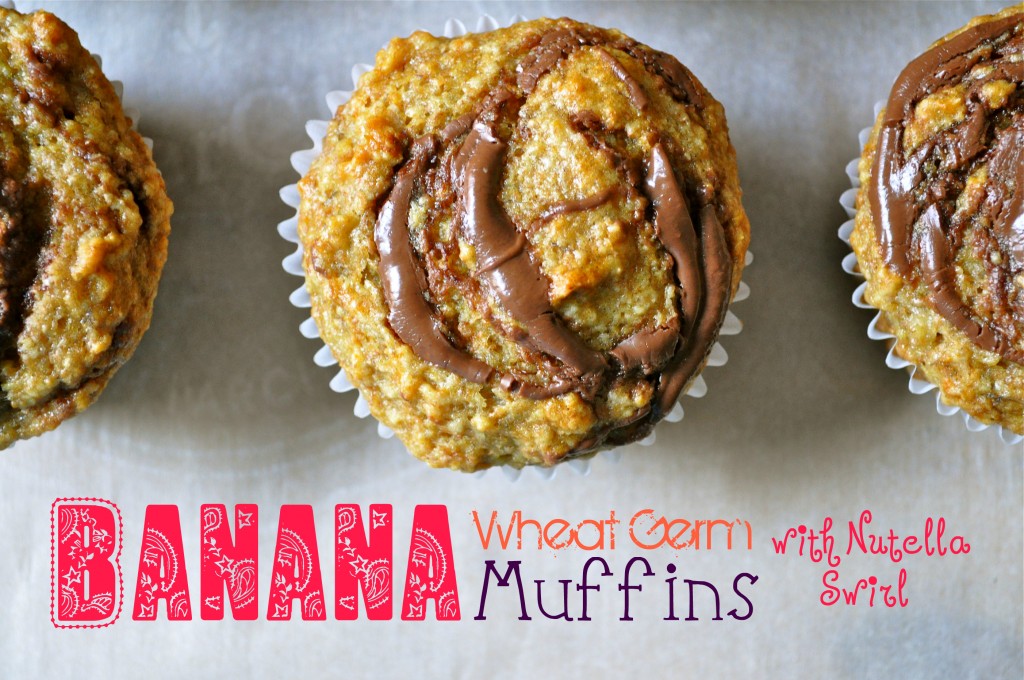 Banana Wheat Germ Muffins with Nutella Swirl | Once Upon a Recipe