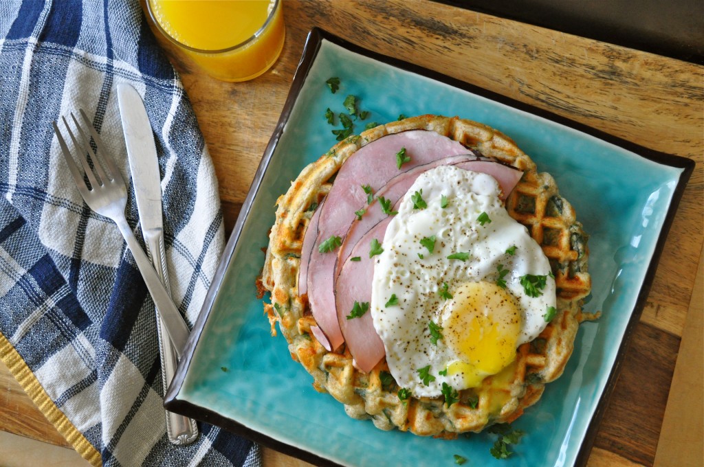 Savory Spinach & Cheese Waffles | Once Upon a Recipe