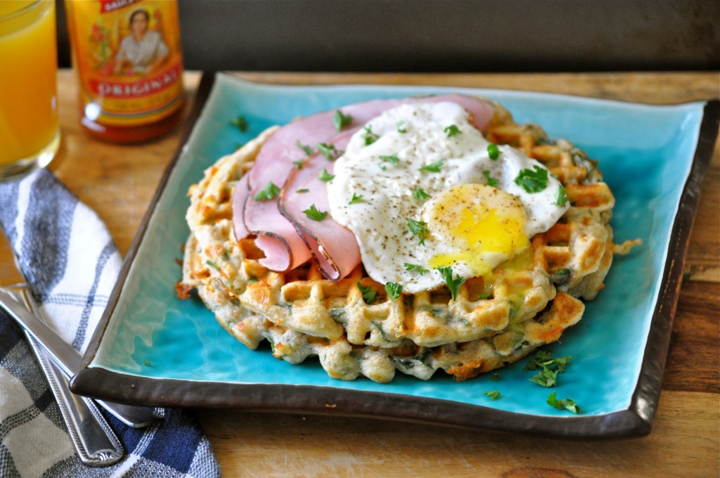 Savory Spinach & Cheese Waffles | Once Upon a Recipe