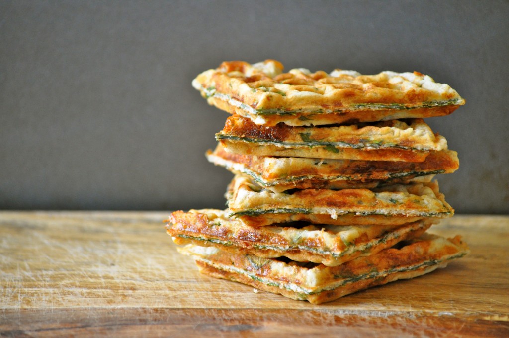 Savory Spinach & Cheese Waffles | Once Upon a Recipe