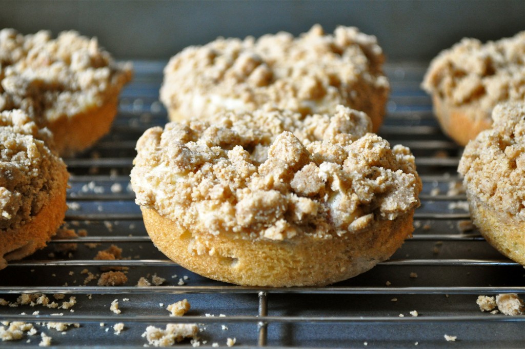 Rhubarb Crumble Baked Donuts | Once Upon a Recipe