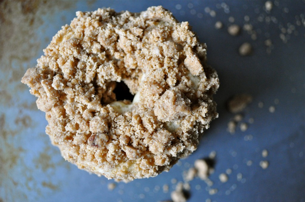 Rhubarb Crumble Baked Donuts | Once Upon a Recipe