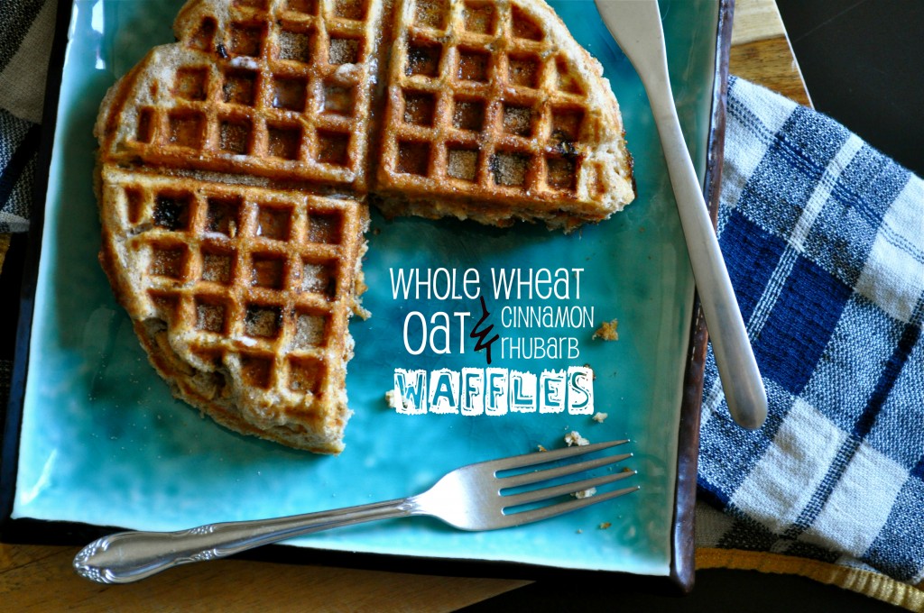 Whole Wheat & Oat Cinnamon Rhubarb Waffles | Once Upon a Recipe