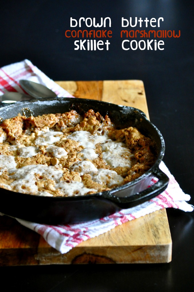 Brown Butter Cornflake Marshmallow Skillet Cookie | Once Upon a Recipe