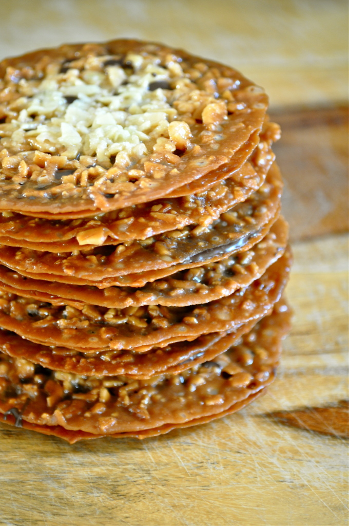 Dark Chocolate Almond Florentine Cookies | Once Upon a Recipe