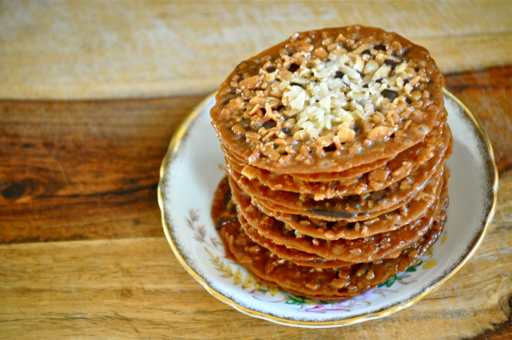 Dark Chocolate Almond Florentine Cookies | Once Upon a Recipe