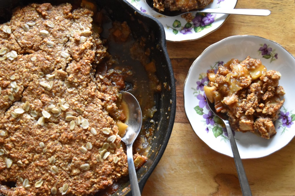 Rhubarb Apple Oat Breakfast Crisp | Once Upon a Recipe