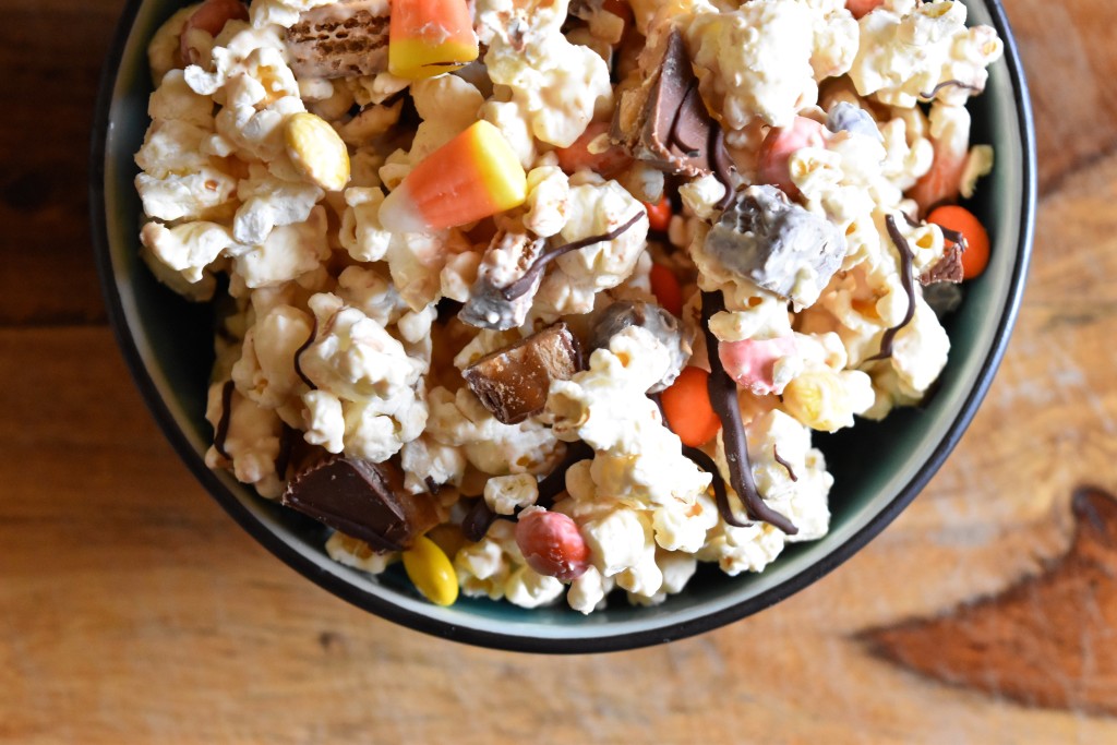 Candy Bar Popcorn | Once Upon a Recipe