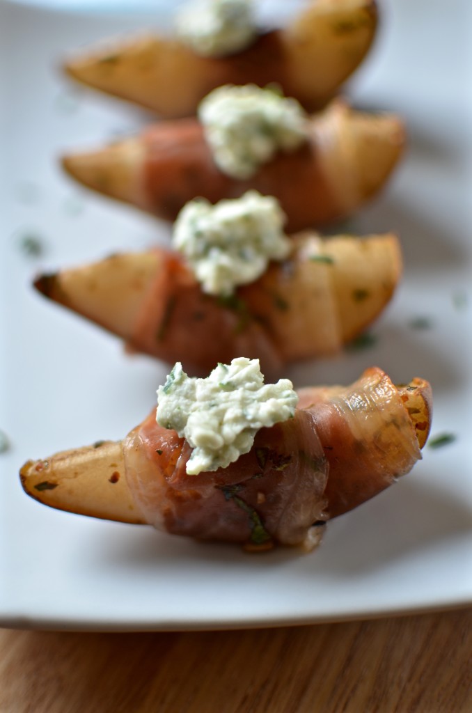 Per La Famiglia: Balsamic Roasted Pear Wedges with Prosciutto + A Giveaway! | Once Upon a Recipe